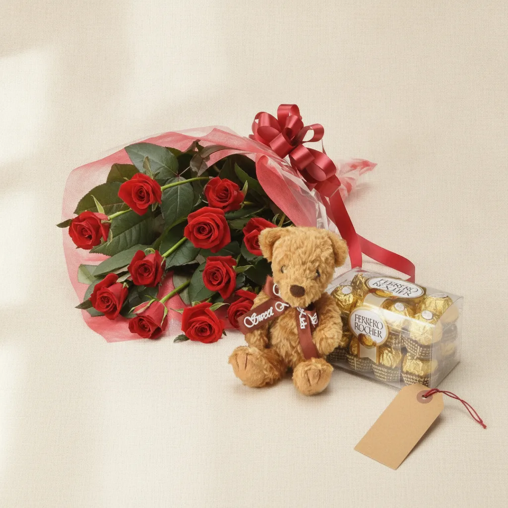 Romantic Roses with a Cuddly Companion