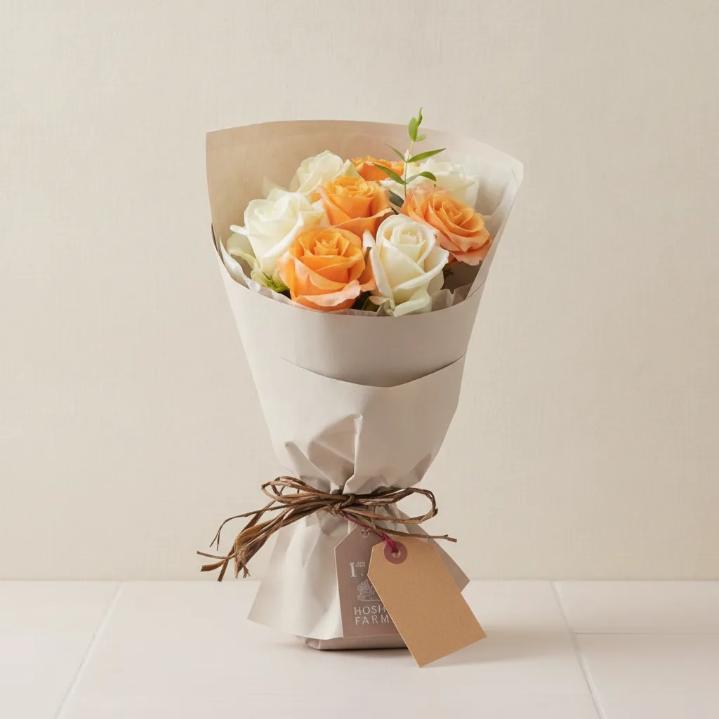 Radiant Orange and Ivory Rose Arrangement